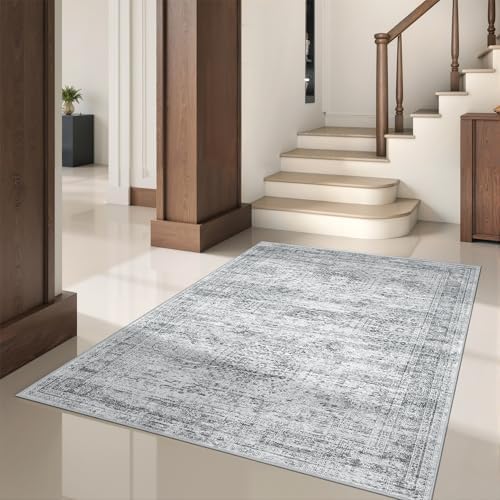 3x5 Rug for Entryway,Washable Area Rug,Grey