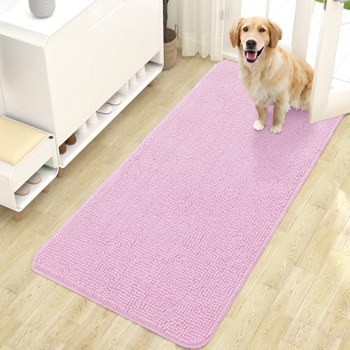 OLANLY Dog Door Mat for Muddy Paws 47x24, Super Absorbent Chenille Mud Mat
