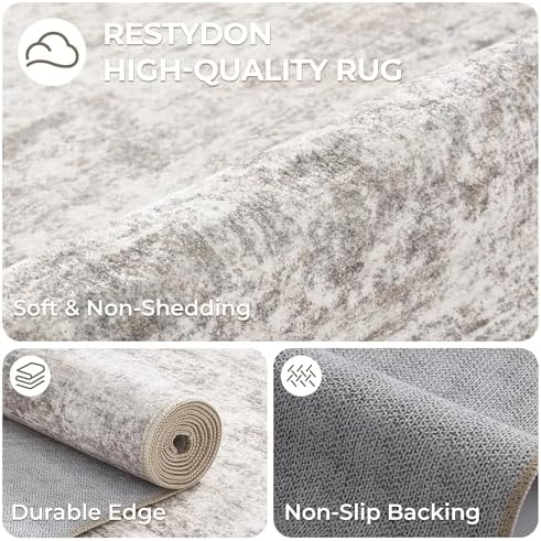2x8 Runner Rug Non Slip,Washable Hallway Runner Rug,Taupe