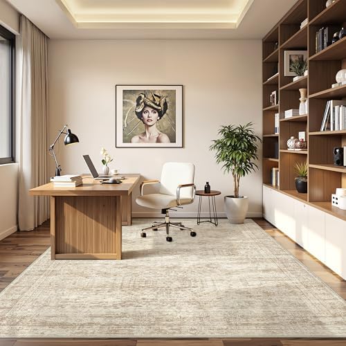 6x9 Area Rugs for Living Room,Large Washable Rug,Beige