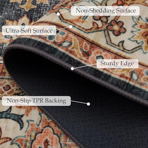 Ruaruarug Hallway Washable Runner Rug 2×6, Ultra Soft for Kitchen, Maroon