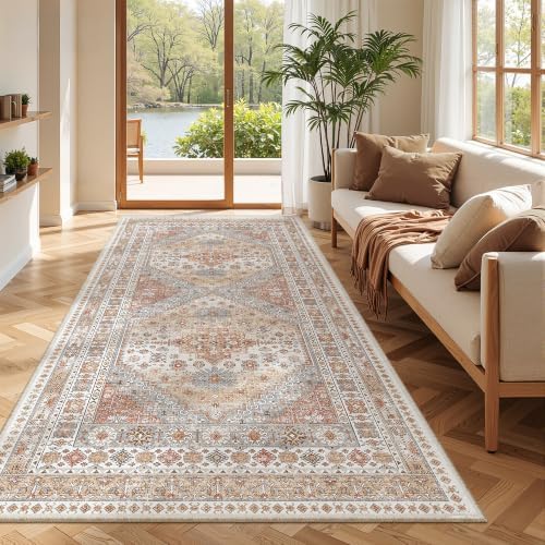 zesthome 4x8 Rug Non Slip,Washable Hallway Runner Rug,Orange