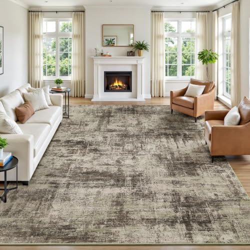 Lofus 8x10 Area Rug for Living Room, Abstract Washable Large Rugs, Brown