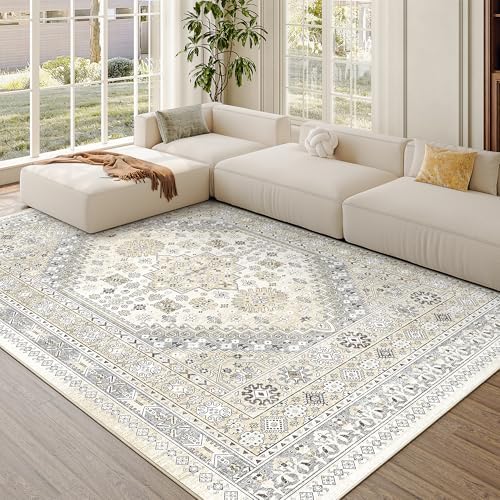 zesthome 6x9 Area Rugs for Living Room,Large Washable Rug,Beige