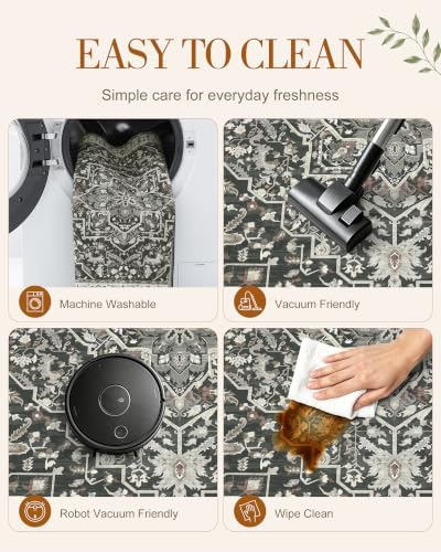 OLANLY 2x4 Washable Accent Rug Non Slip Carpet for Entryway Kitchen Bedside