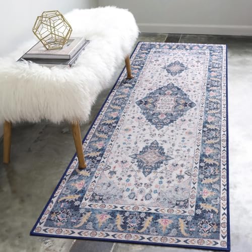Amearea Vintage Design Runner Rugs for Living Room, 2x6 Blue Runner Rug
