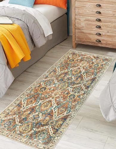 Keen Home Design Vintage Washable Runner Rug, Non-Slip Low Pile, 2x7