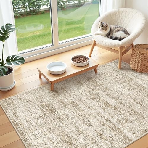 3x4 Rugs for Entryway,Washable Area Rug,Brown