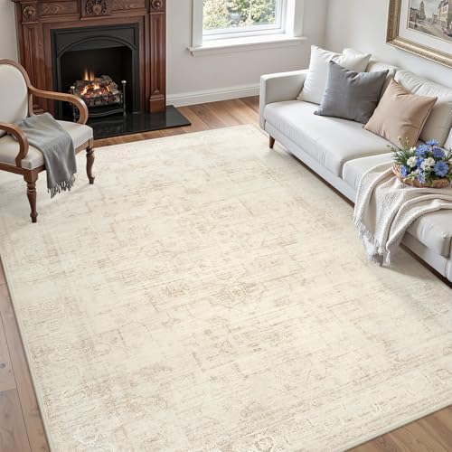 6x6 Area Rugs Living Room: Bedroom Neutral Washable Carpet Beige