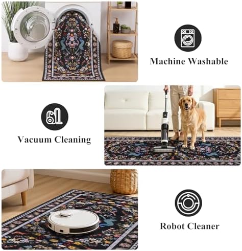 HEBE Hallway Runner Rug 2'x6', Washable Non Slip Kitchen Rug Runner