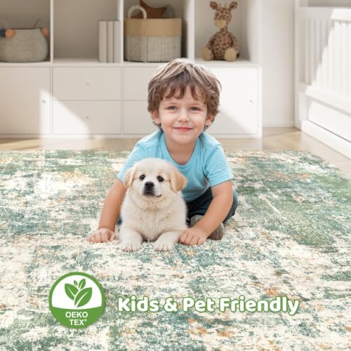 LOONGRUG 9x12 Area Rug Washable Large Neutral Modern Living Room Rugs