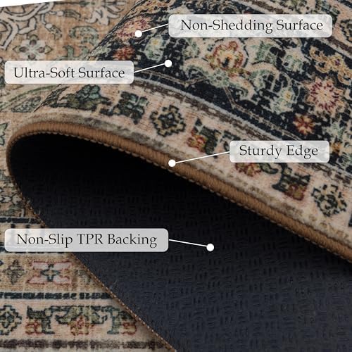 Ruaruarug Hallway Washable Runner Rug 2×6, Ultra Soft, Vintage Brown