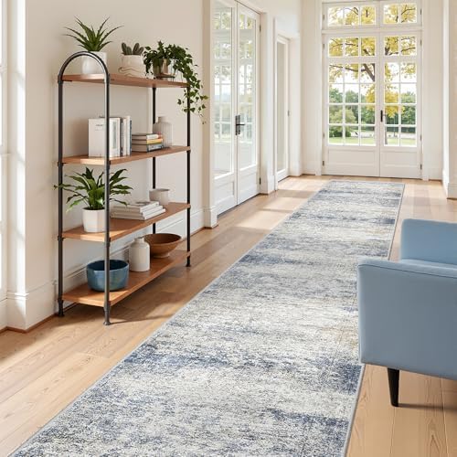 2'6 x 14' Runner Rug Non Slip,Washable Kitchen Rugs,Blue