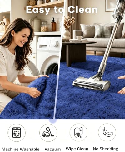 Smiry Area Rugs for Living Room Bedroom 5x7 ft, Fluffy Washable Carpet