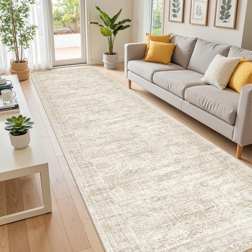 2'6 x 10' Runner Rug Non Slip,Washable Kitchen Rugs,Beige