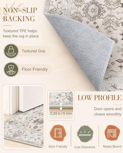 OLANLY 2'6"x14' Washable Runner Rug, Non Slip Carpet for Hallway Kitchen