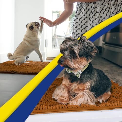 Muddy Mat® | Super Water Absorbent Door Mat Indoor, Microfiber Quick Dry Chenille Entryway Rug, Slip Resistant Front Door Mat, Indoor Mats for Entryway, Machine Washable Pet Rug, Amber 22" x 36"