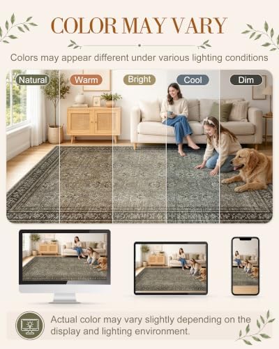 OLANLY 4x6 Washable Area Rug, Soft Non Slip Carpet for Bedroom Living Room