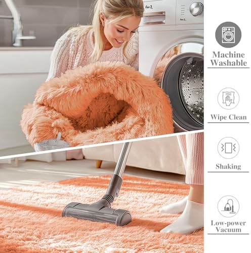 OLANLY 2x4 Machine Washable Runner Rugs for Hallway, Soft Fluffy Shaggy Bedside Rugs for Bedroom, Living Room, Indoor Floor Carpet for Kids Girls and Boys, Home Decor Aesthetic, Muted Orange