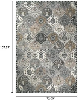 Lahome Moroccan Washable Area Rug 6x9, Large Living Room Rugs for Bedroom