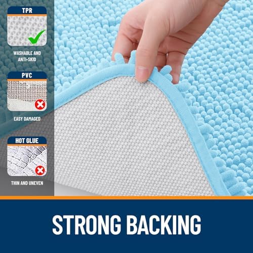 OLANLY Toilet Rugs U-Shaped 20x20, Soft Absorbent Chenille Contour Rugs
