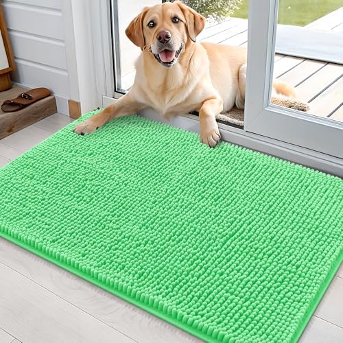 OLANLY Dog Door Mat for Muddy Paws 36x24, Super Absorbent Chenille Mud Mat
