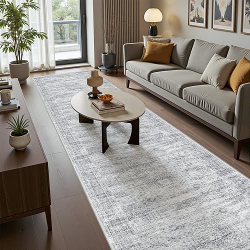 2'6 x 12' Runner Rug Non Slip,Washable Kitchen Rugs,Grey
