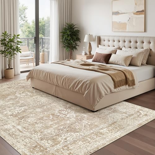 Madane 5x7 Area Rugs for Living Room,Washable Neutral Soft Rug Beige/Brown