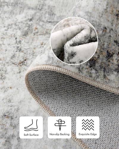10x12 Area Rug for Living Room - Washable Abstract Rus Modern Neutral Soft Rug for Bedroom Dining Room No Slip Low Pile Carpet for Nursery Home Office - Charcoal Grey