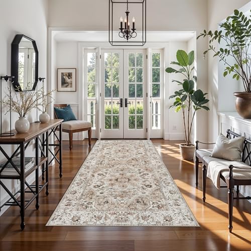 Washable Hallway Runner Rug 4x8: Non Slip Runner Rugs with Rubber Backing