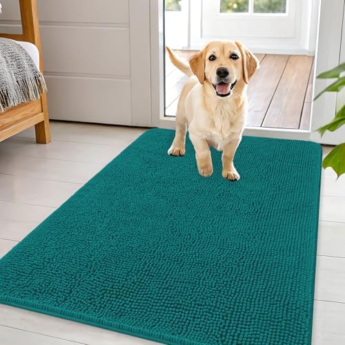 OLANLY Dog Door Mat for Muddy Paws 44x32, Super Absorbent Chenille Mud Mat