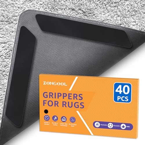 ZONGOOL 40PCS Rug Tape Non Slip Rug Pad Grippers Double Sided Carpet Tape