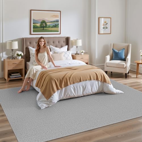 Valenrug Washable Rugs 5x7, High-Low Pile Area Rugs for Living Room, Grey