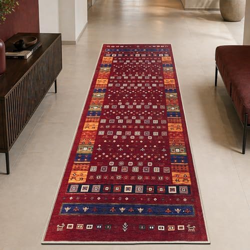 Keen Home Design Vintage Washable Runner Rug, Non-Slip Low Pile, 2x10