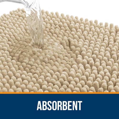 OLANLY Toilet Rugs U-Shaped 24x24, Soft Absorbent Chenille Contour Rugs