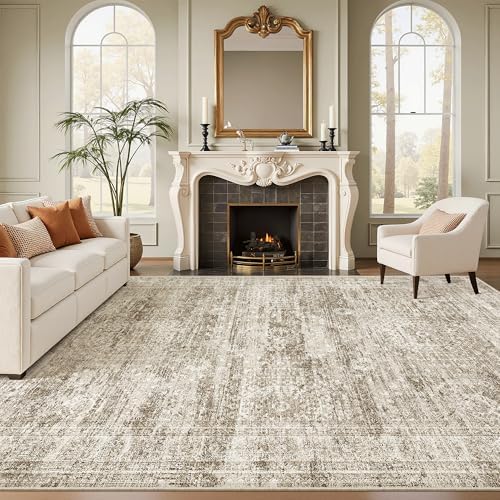 Soalmost 6x9 Area Rug for Living Room Washable Rugs Non-Slip Brown