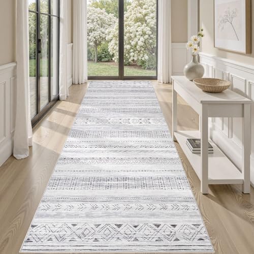 cotiled Hallway 3x10 Runner Rugs Washable Boho Rug Dark Grey
