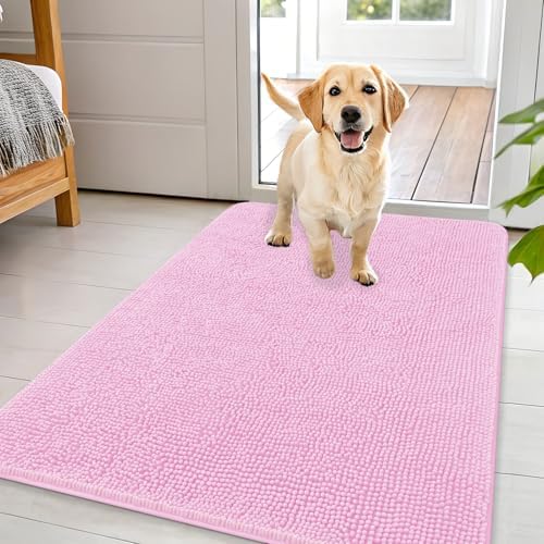 OLANLY Dog Door Mat for Muddy Paws 44x32, Super Absorbent Chenille Mud Mat