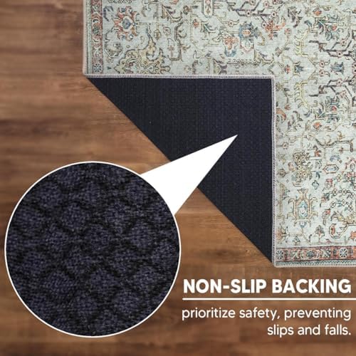 Keen Home Design Vintage Washable Runner Rug, Non-Slip Low Pile, 2x7