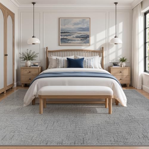 Valenrug Washable Rugs 5x7, High-Low Pile Area Rugs for Living Room, Grey