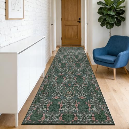 Washable 2' x 6' Runners for Hallways Soft Carpet (Green)