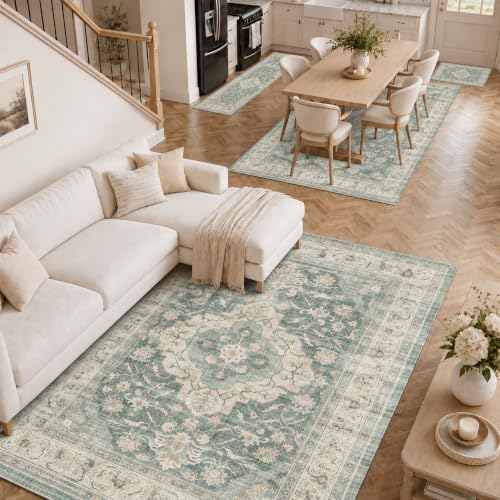 10x12 Washable Area Rug Vintage Soft Non Slip Living Room Bedroom