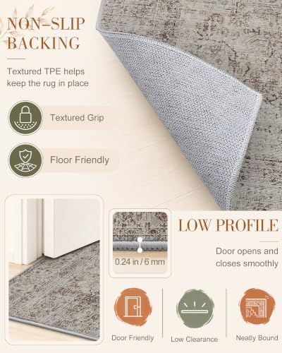OLANLY 2x4 Washable Accent Rug Non Slip Carpet for Entryway Kitchen Bedside