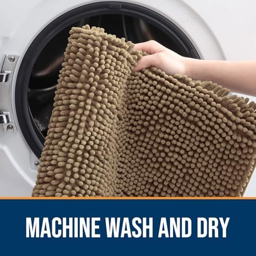 OLANLY Dog Door Mat for Muddy Paws 59x32, Super Absorbent Chenille Mud Mat