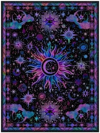 Vacuum-Friendly, 8x10 Washable Area Rug, Black Purple Blue