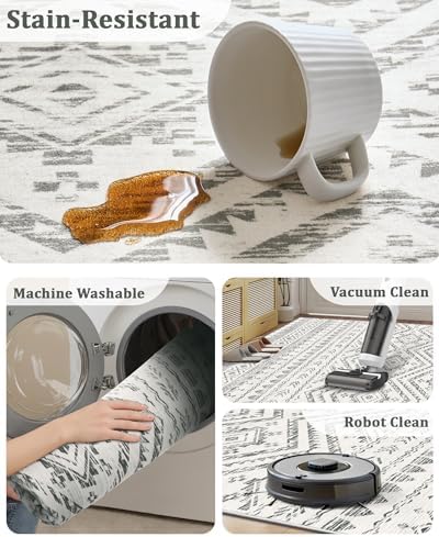 Miukiki 3x6 Runner Rug Washable Hallway Rug Non Slip Entryway Carpet Grey