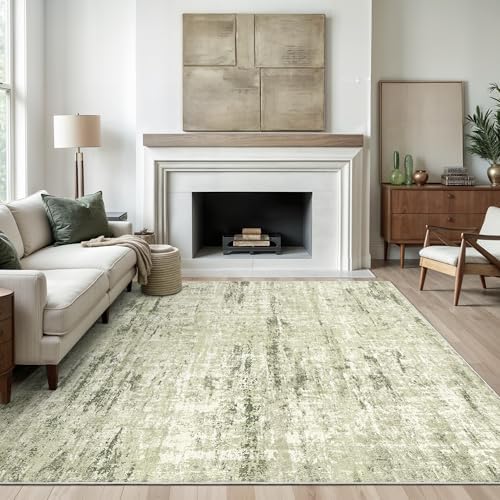 Valenrug 3x5 Rug Non Slip, Abstract Washable Entryway Rug for Bedroom Green