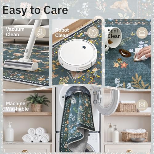 Soalmost Dog 9x12 Area Rugs for Living Room, Washable Soft Rug Navy Blue