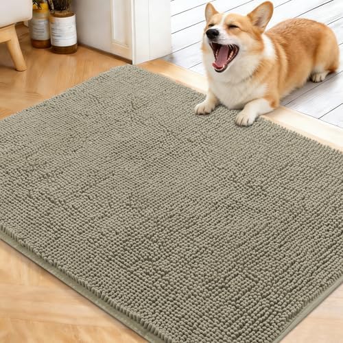 OLANLY Dog Door Mat for Muddy Paws 40x32, Super Absorbent Chenille Mud Mat