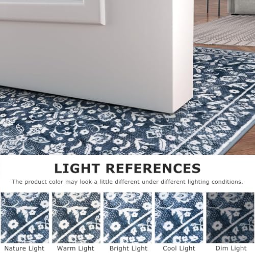 Washable Vintage 2.6x8 Runner Rug Non Slip Runners for Hallway
